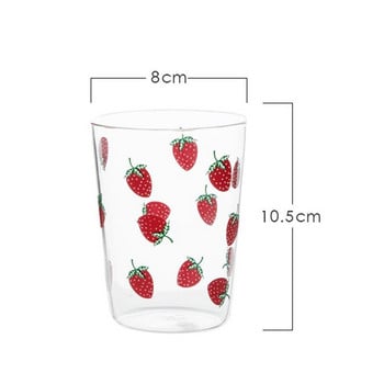 1 τεμ Lovely Strawberry Clear Mug Ποτήρια Espresso Κρυστάλλινα Φλιτζάνια Λουλούδι Ποτήρι Διπλό Κύπελλο Latte