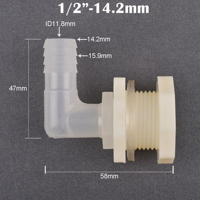 ABS 1/2 tolli kuni 6,4–20 mm küünarnuki niisutusliigendi veepaagi vooliku ühendus akvaariumi aia kastmistoru 90-kraadine adapteri toru