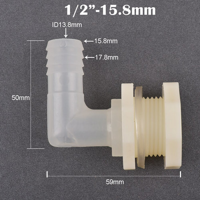 ABS 1/2 tolli kuni 6,4–20 mm küünarnuki niisutusliigendi veepaagi vooliku ühendus akvaariumi aia kastmistoru 90-kraadine adapteri toru