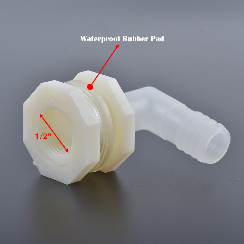 ABS 1/2 tolli kuni 6,4–20 mm küünarnuki niisutusliigendi veepaagi vooliku ühendus akvaariumi aia kastmistoru 90-kraadine adapteri toru