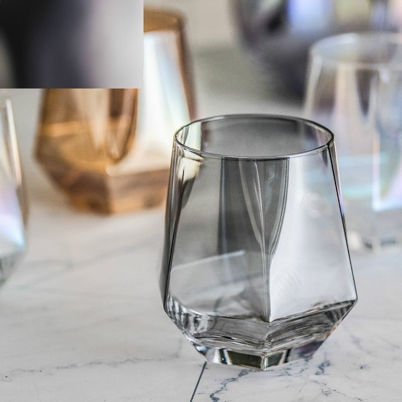Modern fagyos színű hatoldalú gyémánt Phnom Penh kvarc üveg tejcsésze gyümölcslé könnyű luxus Phnom Penh reggeli csésze