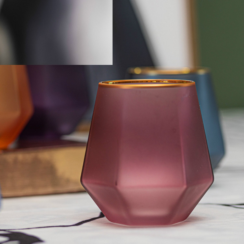 Modern fagyos színű hatoldalú gyémánt Phnom Penh kvarc üveg tejcsésze gyümölcslé könnyű luxus Phnom Penh reggeli csésze