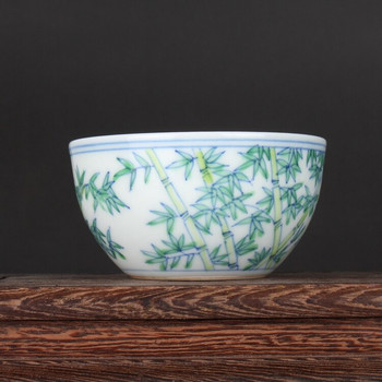 Mingchenghua Μπλε και Λευκό Χρώμα Μπαμπού Φλιτζάνι Τσάι Αντίκες Κεραμικά Συλλεκτικά Διακοσμητικά