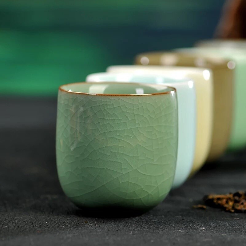 Japán Longquan Celadon teáscsésze Kung Fu teáskészlet kerámia kreatív irodai vizes csésze kézzel készített porcelán teástál ajándék ital