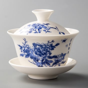 Gaiwan Tea Cup Tureen Teapot Κινέζικο Παραδοσιακό Kungfu Tea Pot Κεραμικό μπολ τσαγιού Κύπελλο πορσελάνη Sancai Cup Σετ φλιτζάνι τσαγιού D002