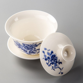 Gaiwan Tea Cup Tureen Teapot Κινέζικο Παραδοσιακό Kungfu Tea Pot Κεραμικό μπολ τσαγιού Κύπελλο πορσελάνη Sancai Cup Σετ φλιτζάνι τσαγιού D002