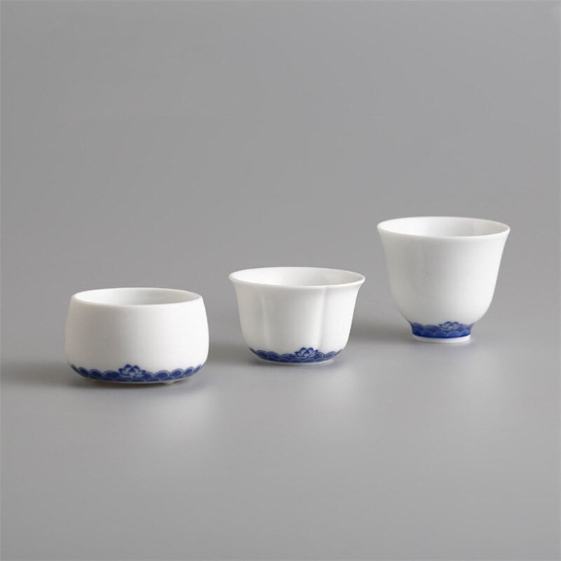 Jingdezhen senovinis mėlynos ir baltos spalvos porcelianinis arbatos puodelis Kūrybinis keraminis mažas arbatos dubuo Kung Fu gėrimų indai biuro kavos puodelis