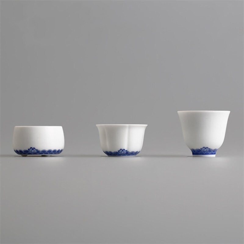 Jingdezhen senovinis mėlynos ir baltos spalvos porcelianinis arbatos puodelis Kūrybinis keraminis mažas arbatos dubuo Kung Fu gėrimų indai biuro kavos puodelis