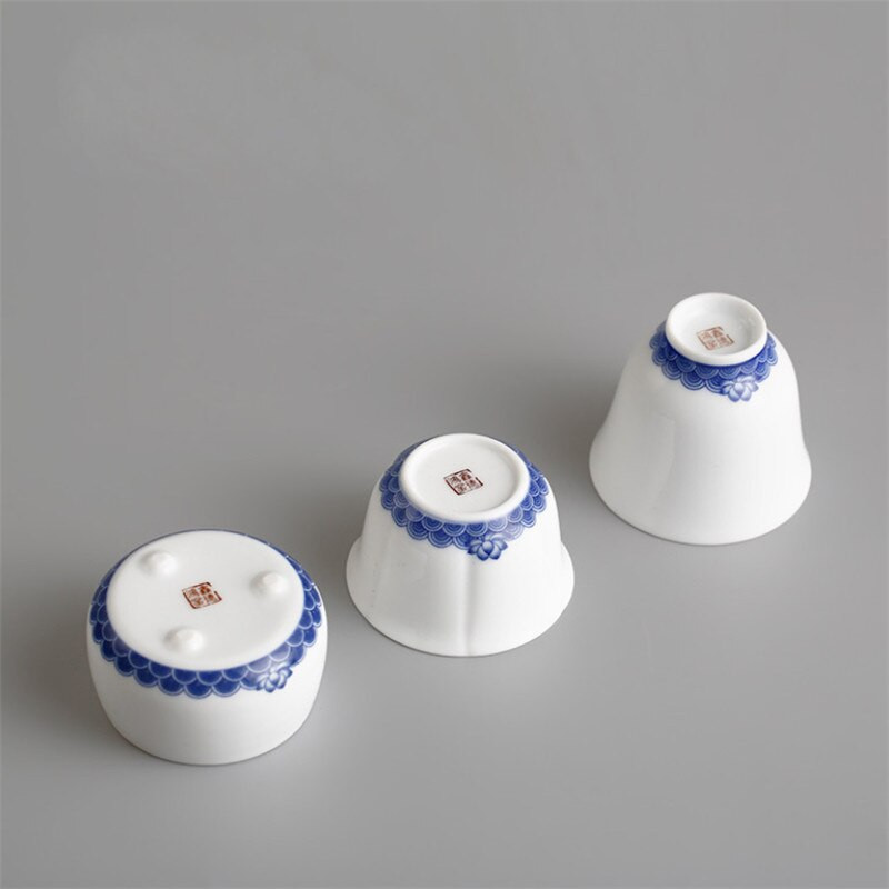 Jingdezhen senovinis mėlynos ir baltos spalvos porcelianinis arbatos puodelis Kūrybinis keraminis mažas arbatos dubuo Kung Fu gėrimų indai biuro kavos puodelis
