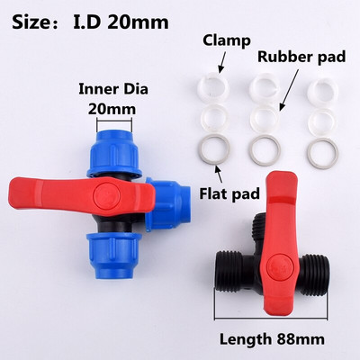 1vnt ID 20,25,32,40,50,63mm PPR PE trikampis vožtuvas greita jungtis T tipo vožtuvas vandens vamzdžių jungtys Sodo žemės ūkio priedai