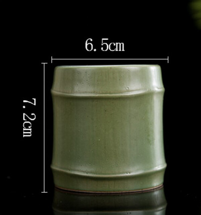 Ceașcă de ceai cu design din bambus din ceramică, realizată manual Jingdezhen, ceașcă de ceai cu mâner și capac, cu filtru de birou retro, cu apă simplă, creativă
