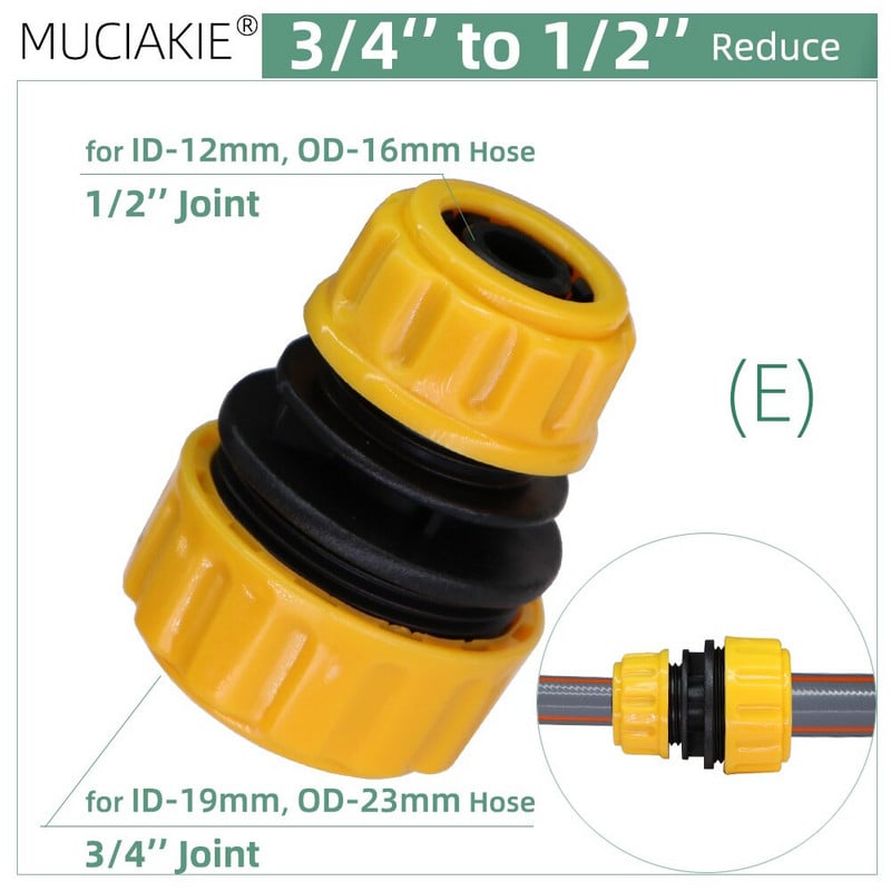 MUCIAKIE kerti tömlő gyorscsatlakozó 1/2'' 3/4'' 1'' 1,2'' Javító csatlakozó adapter öntözés öntözőcsövek csatlakozási csőszerelvény
