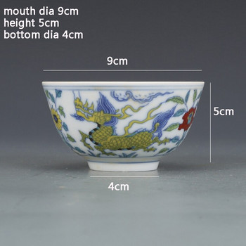 Ming Dynasty Chenghua Cup Year Mark Цветна чаша Kylin Unicorn Антична порцеланова антична чаша