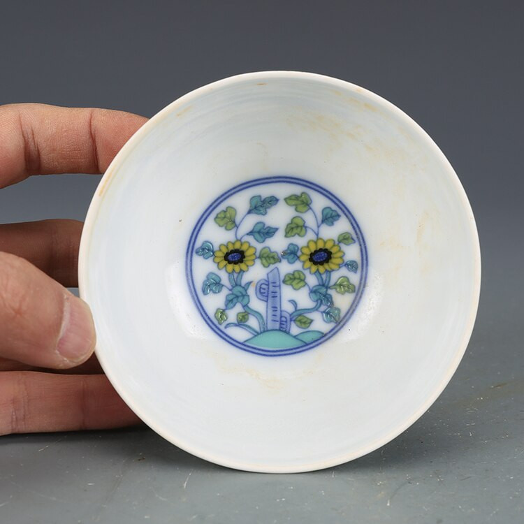 Ming-dinasztia Chenghua kupa évjegy színes Kylin Unicorn Cup Antik porcelán antik kupa