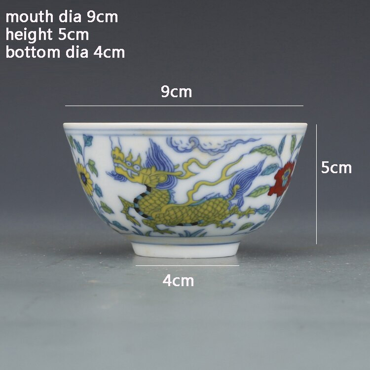 Ming-dinasztia Chenghua kupa évjegy színes Kylin Unicorn Cup Antik porcelán antik kupa