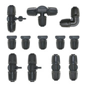 20db 16 mm-es víz PE csőcsatlakozó póló könyökvég dugós szerelvények 1/2''–4/7 mm szűkítő tömlőosztó kerti csepegtető öntözés csatlakozó