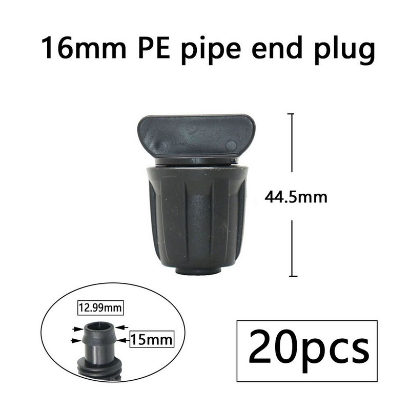 20db 16 mm-es víz PE csőcsatlakozó póló könyökvég dugós szerelvények 1/2''–4/7 mm szűkítő tömlőosztó kerti csepegtető öntözés csatlakozó