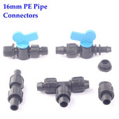5db 16 mm-es LDPE csőcsatlakozók Mikro öntözőtömlő vízszelep menettel lezárt T-csatlakozó csővég dugó Kerti vízcsatlakozó