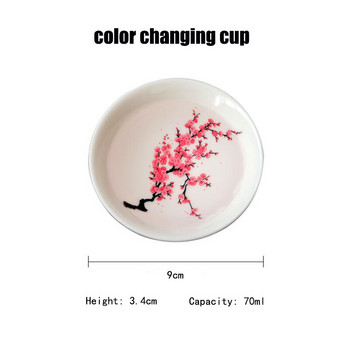 1 τμχ Ιαπωνικό φλιτζάνι μαγικό Sakura Ζεστό κρύο χρώμα που αλλάζει χρώμα Οθόνη λουλουδιών Sake Cup Κεραμικό μπολ τσαγιού Kung Fu