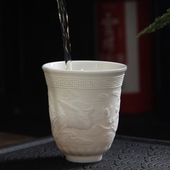 Керамична чаша за чай Dragon Phoenix Zen Jade Порцеланова чаша за вода Творческа релефна малка купа за чай Подаръци за рожден ден Master Cup Drinkware