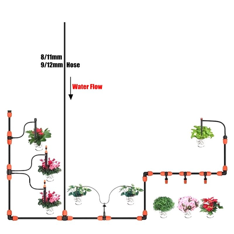 5 buc 8/11 9/12mm Conectori pentru furtun de grădină Sistem de irigare prin picurare Conector pentru țevi Seturi de udare pentru grădinărit Conectori de apă pentru piuliță