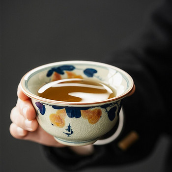 Ръчно рисувана чаша от кратуна Китайски антични лозови керамични чаши Древни комплект чаши за чай Керамични чаши за чаени прибори за отваряне за чаена церемония
