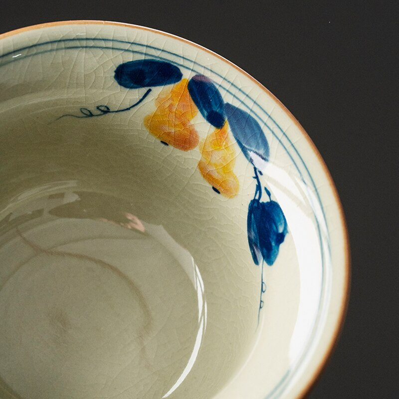 Kézzel festett tökpohár Kínai antik szőlőből készült kerámia csészék Ősök teáscsésze készlet teásedény Kerámia nyitóbögrék teaszertartáshoz