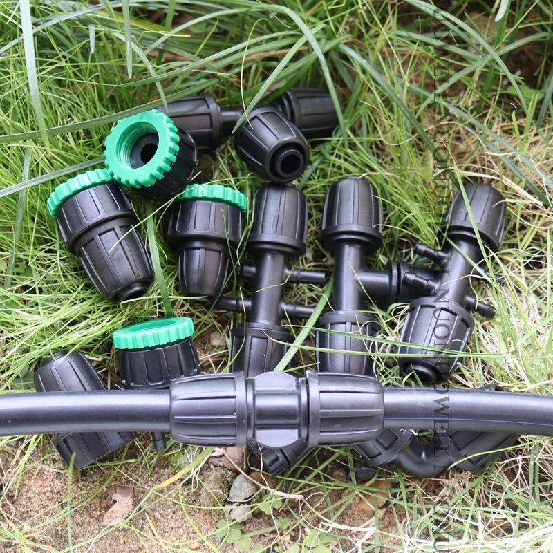 2 vnt. Nauji 16 mm HDPE vamzdžių rutulinio vožtuvo PE žarnos vožtuvo užrakinimo veržlės Sodo vandens jungtys Mikro drėkinimo PE vamzdžių žarnų jungčių jungiamosios detalės