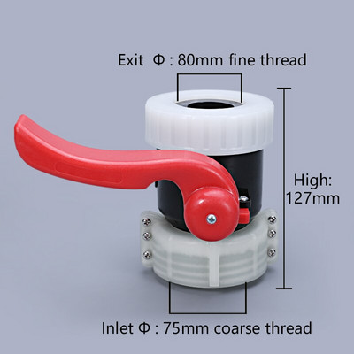 Supapă de rezervor IBC durabilă 62 MM 75 MM Supapă de înlocuire Supapă cu bilă rezistentă la coroziune și supapă fluture