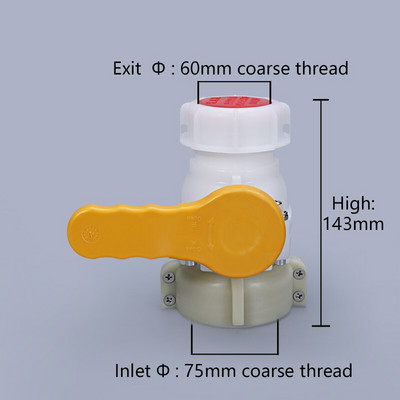 Supapă de rezervor IBC durabilă 62 MM 75 MM Supapă de înlocuire Supapă cu bilă rezistentă la coroziune și supapă fluture