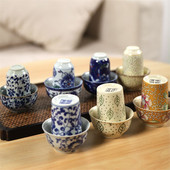 Retro kék-fehér porcelán teáscsésze Kreatív kerámia kis boros csésze készlet Kínai Kung Fu vizes csésze Irodai teáskészlet Italkészlet