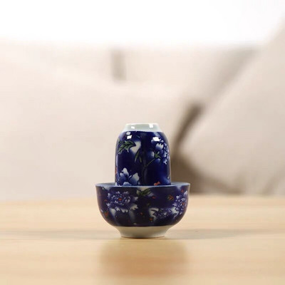 Retro kék-fehér porcelán teáscsésze Kreatív kerámia kis boros csésze készlet Kínai Kung Fu vizes csésze Irodai teáskészlet Italkészlet