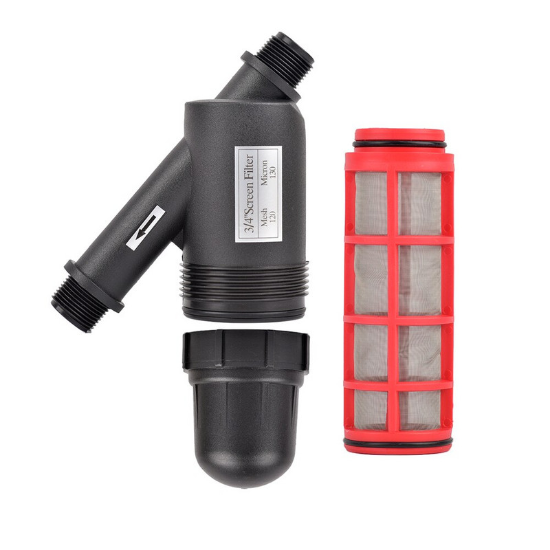 3/4" 1" vyriško sriegio tinklelio vandens filtras 120 akių su vandens slėgio reguliavimo vožtuvu sodo drėkinimo priemaišų sieteliu