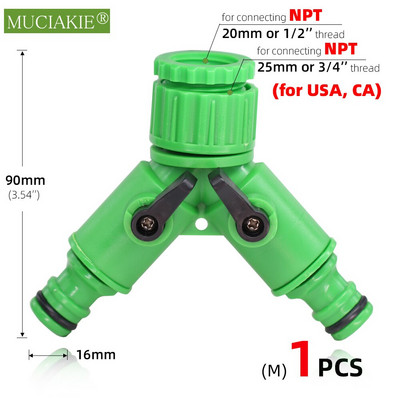 1-2 DB Otthoni kerti csap csatlakozók 1/2'' 3/4'' 1'' női menet Színes műanyag tömlőcsatlakozó adapter Y csaptelep csatlakozások BSP NPT