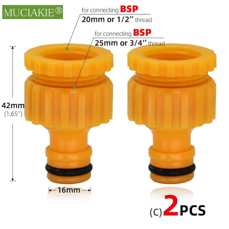 1-2 DB Otthoni kerti csap csatlakozók 1/2'' 3/4'' 1'' női menet Színes műanyag tömlőcsatlakozó adapter Y csaptelep csatlakozások BSP NPT
