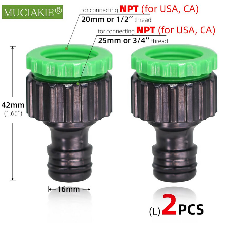 1-2 DB Otthoni kerti csap csatlakozók 1/2'' 3/4'' 1'' női menet Színes műanyag tömlőcsatlakozó adapter Y csaptelep csatlakozások BSP NPT
