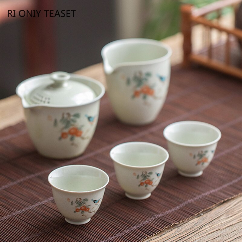 Ceașă de ceai din ceramică retro, ceașcă portabilă de meditație de călătorie, cu model de flori pictate manual, bol de ceai Pu'er Master Cup, accesorii pentru set de ceai