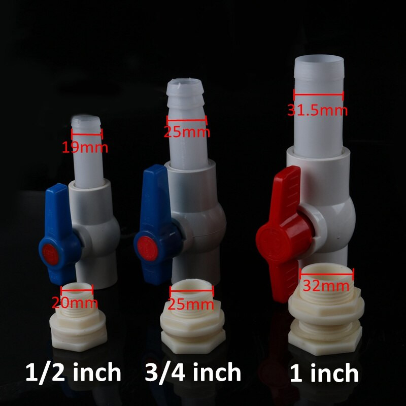 1 set ABS 1/2" 3/4" 1" îmbinări pentru rezervor de pește conector pentru găleată de ieșire pentru acvariu 16/20/25mm fitinguri de scurgere pentru acvariu adaptor pentru rezervor de apă