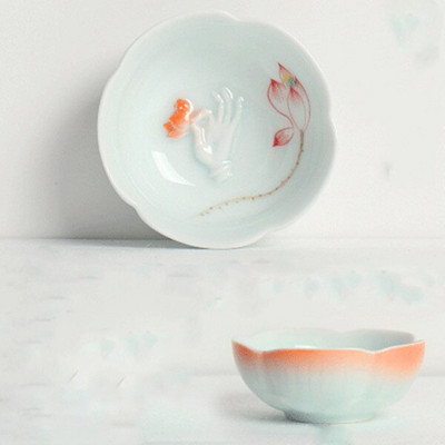 Kerámia hal teáscsésze Pu'er teáscsésze Ruyi Small Fish Creative Kerámia kis teástál