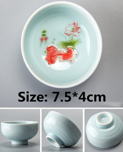 Kerámia hal teáscsésze Pu'er teáscsésze Ruyi Small Fish Creative Kerámia kis teástál