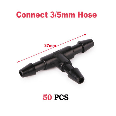 50/100/200db műanyag tüskés TEE csatlakozó 4/7 mm-es mikrospray-tömlőhöz kültéri kerti pázsit öntöző öntözőrendszerekhez