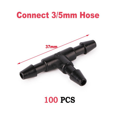 50/100/200db műanyag tüskés TEE csatlakozó 4/7 mm-es mikrospray-tömlőhöz kültéri kerti pázsit öntöző öntözőrendszerekhez