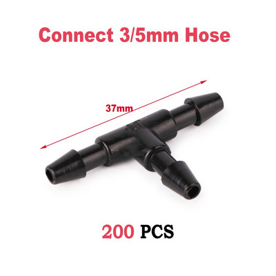 50/100/200db műanyag tüskés TEE csatlakozó 4/7 mm-es mikrospray-tömlőhöz kültéri kerti pázsit öntöző öntözőrendszerekhez