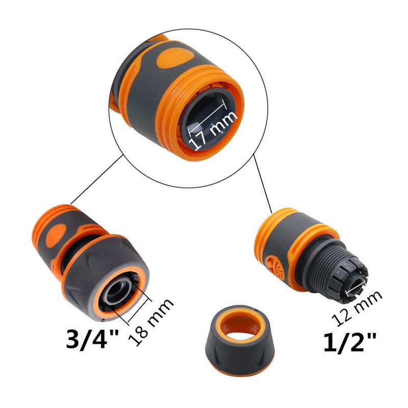 1 бр. Съединител за бърза вода за напояване на градината 1/2" 3/4" маркуч за интерфейс на тръбата Водопреградна връзка Фитинги за напояване Адаптери за тръби