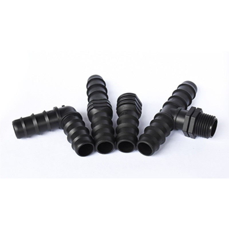 Üvegházhatású PE cső 16 20 25 tee csökkentő póló egyenes könyökdugó öntözőcső szerelvény mikro spray öntözési tartozékok