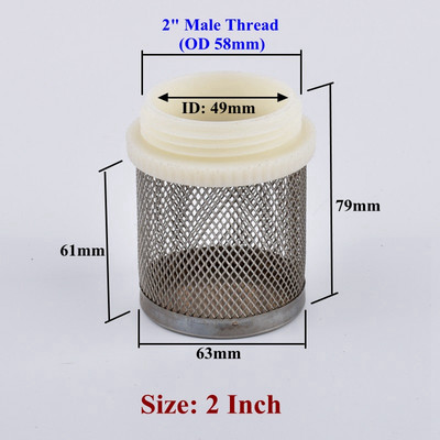 1/2"-4" 304 rozsdamentes acél szűrőernyő Akváriumi akvárium vízszivattyú bemeneti szűrő Mezőgazdasági víztakarékos öntözési szűrő