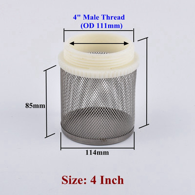 1/2"-4" 304 rozsdamentes acél szűrőernyő Akváriumi akvárium vízszivattyú bemeneti szűrő Mezőgazdasági víztakarékos öntözési szűrő