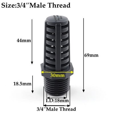 Φίλτρο εισόδου νερού δεξαμενής ψαριών 1/2"~2" Αρσενικό νήμα PVC Σωλήνα διαπερατό καπάκι φίλτρου Διχτυωτό σύνδεσμος Πλαστική αντλία νερού ενυδρείου