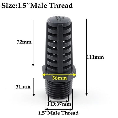 Φίλτρο εισόδου νερού δεξαμενής ψαριών 1/2"~2" Αρσενικό νήμα PVC Σωλήνα διαπερατό καπάκι φίλτρου Διχτυωτό σύνδεσμος Πλαστική αντλία νερού ενυδρείου