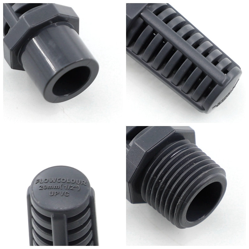 Φίλτρο εισόδου νερού δεξαμενής ψαριών 1/2"~2" Αρσενικό νήμα PVC Σωλήνα διαπερατό καπάκι φίλτρου Διχτυωτό σύνδεσμος Πλαστική αντλία νερού ενυδρείου